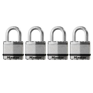 Master Lock 4 Pack Steel Shackle Keyed Padlocks