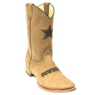 Mens Dallas Cowboys Crazy Horse Leather Square Toe Boots