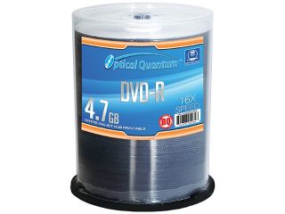 Optical Quantum 4.7GB 16X DVD R White Inkjet Hub Printable 100 Packs Spindle Disc Model OQBQDMR16WIP