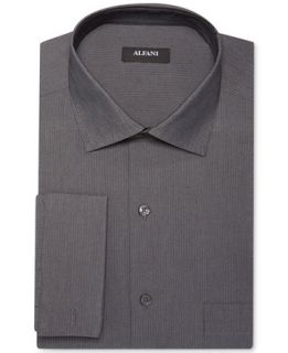 Alfani Dark Grey and White Stripe French Cuff Shirt