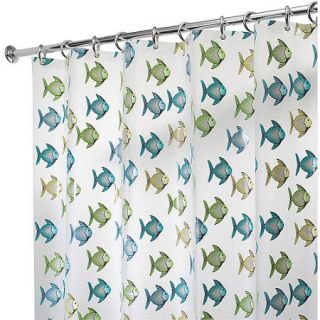 InterDesign Fishy Shower Curtain, 72" x 72", Blue/Green
