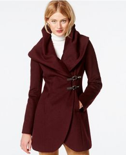 Ivanka Trump Shawl Collar Asymmetrical Buckled Coat   Coats   Women