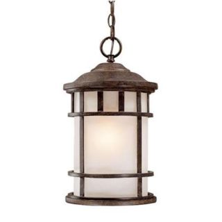 Hanging Lantern 1 light Outdoor Black Coral Frosted glass Light Fixture