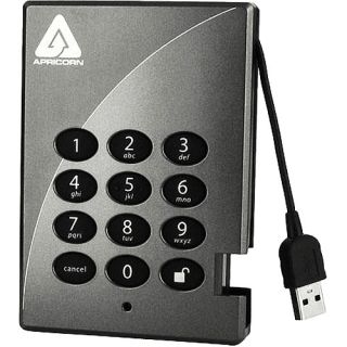 Apricorn 500GB Padlock 256 Bit Hardware Encrypted Portable Drive