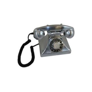 Paramount Analog Corded 1929 Brittany Chrome Colored Replication Telephone with Faux Rotary Dial PMT BRITTANY CH