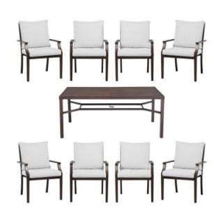Hampton Bay Millstone 9 Piece Slat Top Patio Dining Set with Cushion Insert (Slipcovers Sold Separately) FCA65098HN BARE