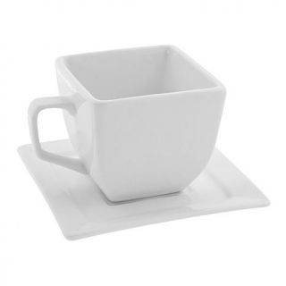 10 Strawberry Street Whittier Set of 4 Square Cup/Saucer   White   7233875