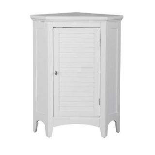 Elegant Home Fashions Simon 24 3/4 in. W x 17 in. D x 32 in. H Corner Floor Cabinet with 1 Shutter Door in White HDT586