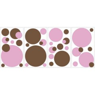 RoomMates 5 in. x 11.5 in. Just Dots Pink/Brown Peel and Stick Wall Decal RMK1245SCS