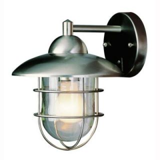 Bel Air Lighting 1 Light Stainless Steel Wire Frame Outdoor Coach Lantern with Clear Glass 4370 ST