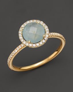 Meira T 14K Yellow Gold Milky Aquamarine and Diamond Ring