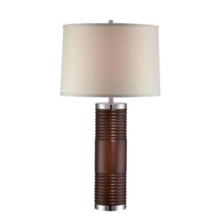 Illumine 29 in. Walnut Table Lamp with Beige Fabric Shade CLI LS 22092