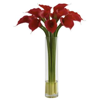Nearly Natural Red Calla Lily with Large Cylinder Vase