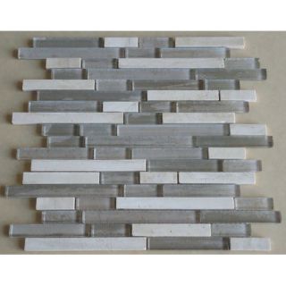 Mulia Tile Parallel Random Sized Glass Mosaic Tile in Grey & Cream