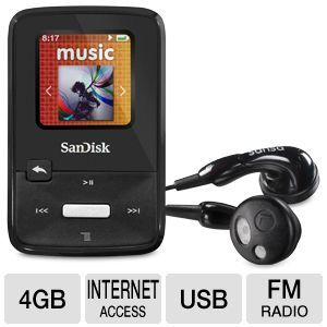 Sandisk Sansa Clip RB SDMX22 004G A57K  Player   4GB Memory, 1.1 Screen, Lightweight, USB 2.0, Built in FM Radio, Internet Access, Black, Refurbished