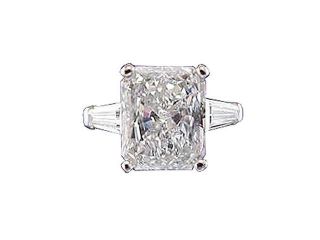 2.61 carat Radiant diamond solitaire ring with baguettes big stone