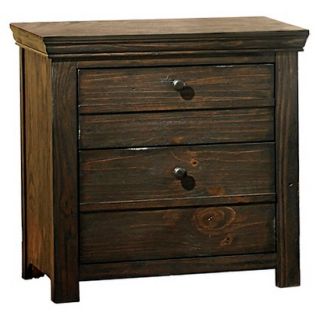 Carriage Hill Weathered 2 Drawer Nightstand with Wooden Knobs   Pine