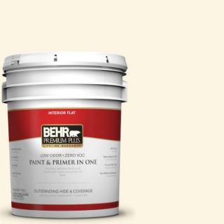 BEHR Premium Plus 5 gal. #P300 1 Lemon White Flat Interior Paint 105005
