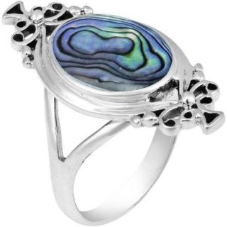 Sterling Silver Oval Black Onyx Ring (Thailand) Abalone Size 7