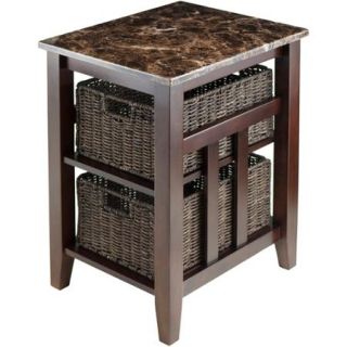 Zoey Night Accent Table with Baskets, Walnut