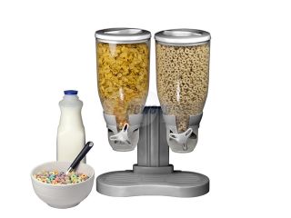 Home Basics Double Cereal Dispenser   Silver
