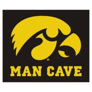 FANMATS University of Iowa Black Man Cave 5 ft. x 6 ft. Area Rug 14646