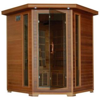 Radiant Sauna 4 Person Cedar Corner Infrared Sauna with 10 Carbon Heaters BSA1320