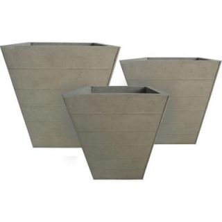 Pride Garden Products Alloy Square Taupe Tin Planters (Set of 3) 23016