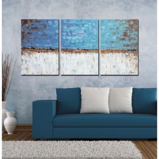 Hand painted Oil Abstract 645 3 piece Gallery wrapped Canvas Art Set