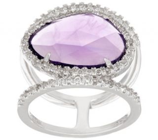Sterling Silver Gemstone Double Band Ring —