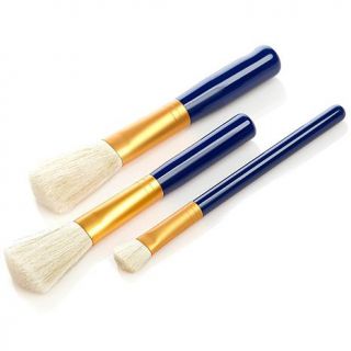 Signature Club A Cobalt Blue 3 piece Makeup Brush Set   7194432