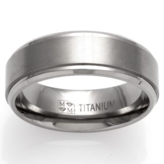 Oliveti Mens Black Plated Titanium Beveled Edge Comfort Fit Band Ring