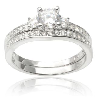 Journee Collection Sterling Silver Cubic Zirconia Wedding Ring Set