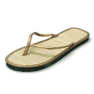 Womens Bamboo Sandal Flip Flops Light Flats Beach Summer Shoe Comfort Thongs New Copper Size 6