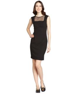 Calvin Klein Black Lace Trim Cap Sleeve Dress (328461401)