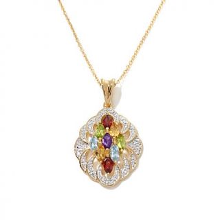 Technibond® 1.91ct Diamond Accent Gemstone Cluster Pendant with 18" Chain   7741663