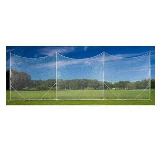 Free standing Lacrosse Backstop heavy duty polyethylene net is ideal for catching stray balls. No need for tie down. 2.5 mm high extension net with 1.25" heavy duty steel upright poles. The backstop