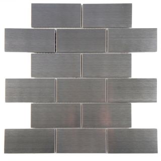 SomerTile 11.75x11.75 inch Anvil Stainless Steel Porcelain Mosaic Wall