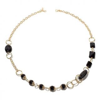 Bellezza Black Agate Bronze Chain Link 36" Necklace   7555962
