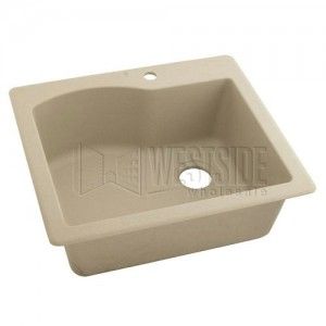 Swanstone QZSB 2522 (076) 9" Deep Single Bowl Granite Drop In Kitchen Sink   Granito