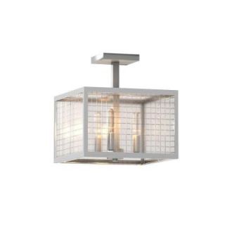 Home Decorators Collection 3 Light Brushed Nickel Semi Flush Mount Light with Etched Clear Glass Shades 16791