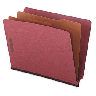 Pressboard End Tab Classification Folders, Letter, Six Section, Red, 10/Box