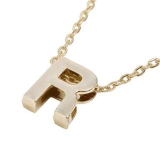 Zodaca Initial "R" Alphabet Letter Pendant Charm with Necklace Chain 7" Gold Plated