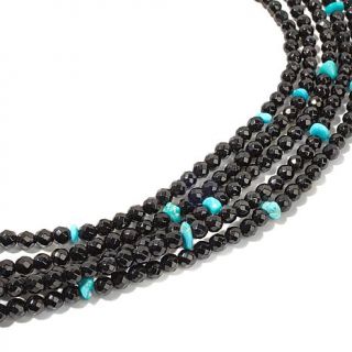 Jay King Multi Row Black Agate Turquoise 20" Necklace   7636182