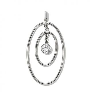 Stately Steel Crystal Drop Double Oval Pendant   7747337