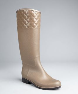 Dav Gold Shimmery Rubber Quilted Rain Boots (321581701)