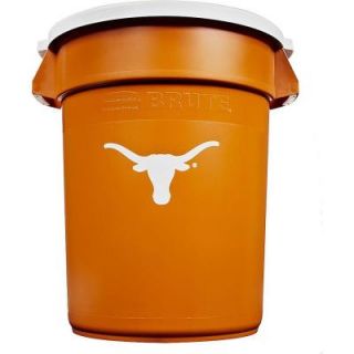Rubbermaid Commercial Products BRUTE NCAA 32 Gal. University of Texas Round Trash Can with Lid 1853497