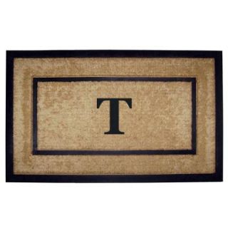 Creative Accents DirtBuster Single Picture Frame Black 22 in. x 36 in. Coir with Rubber Border Monogrammed T Door Mat 18099T