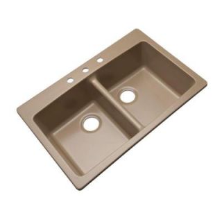 Mont Blanc Waterbrook Dual Mount. Composite Granite 33 in. 3 Hole Double Bowl Kitchen Sink in Beige 79311Q