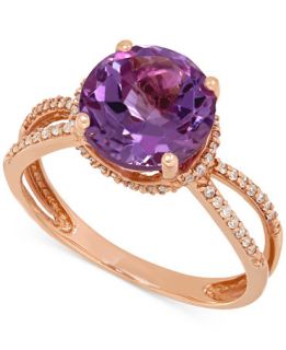 Amethyst (2 1/2 ct. t.w.) and Diamond (1/6 ct. t.w.) Split Shank Ring